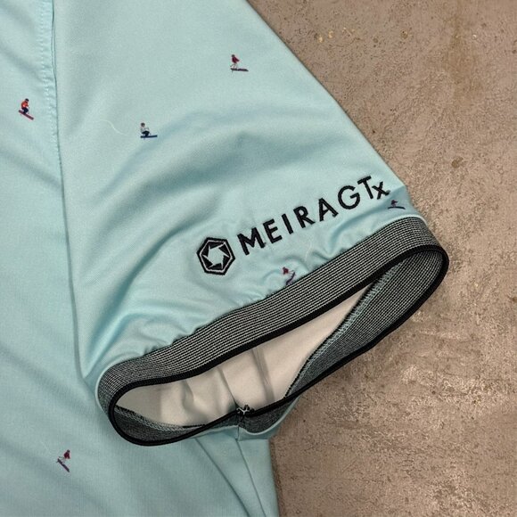 Greyson Golf Shirt Ski Man Pattern Baby Blue Stretch Polo XL - Picture 3 of 7